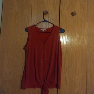 Brick Red Green Envelope sleeveless top